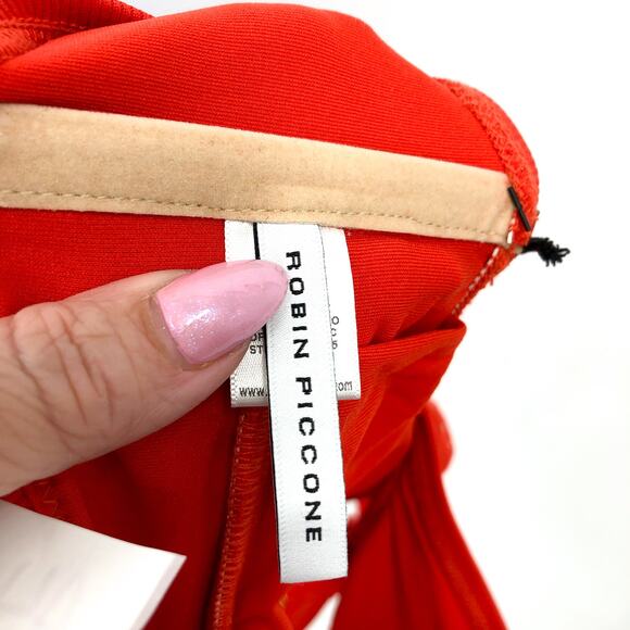 ROBIN PICCON Women's Amy Halter Swim Top Large Red Rhubarb Cross Back NWT - Picture 12 of 13